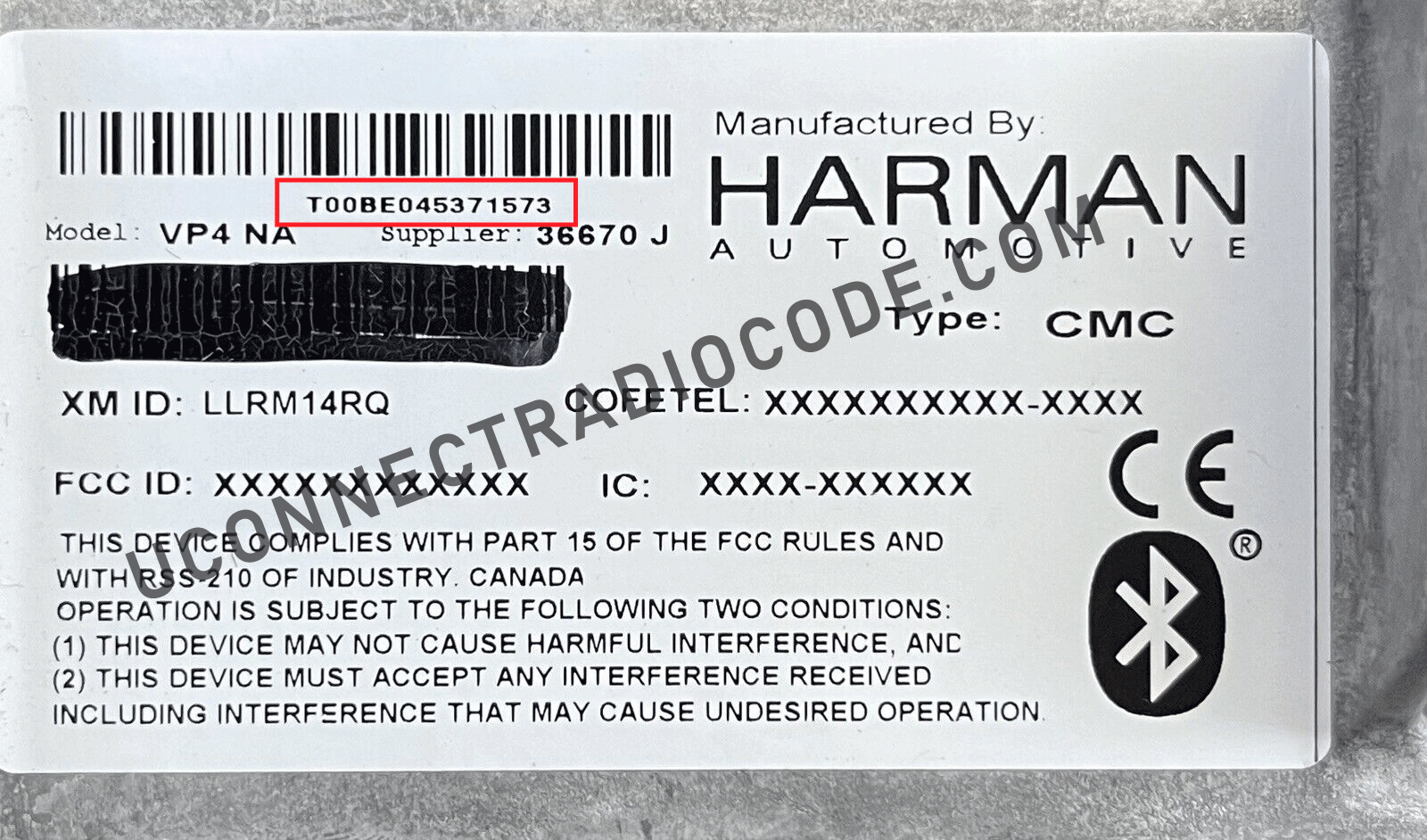 Mopar serial number label